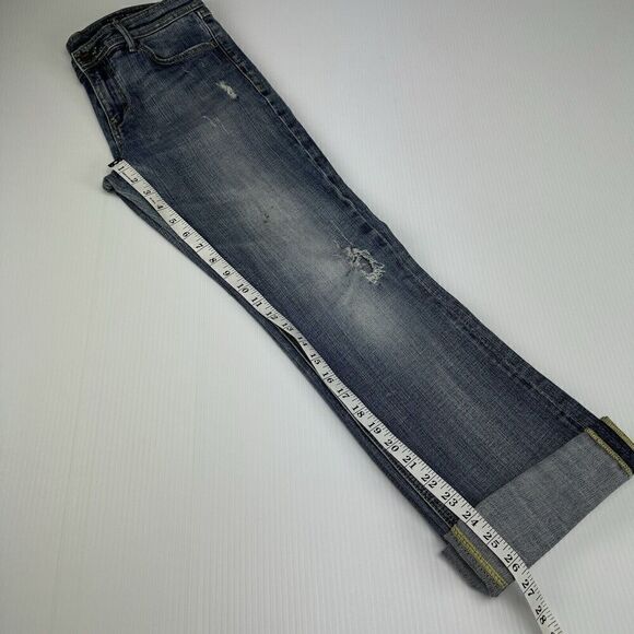 Vigoss Jeans Size 9 Cropped Denim Rolled Cuff Distressed Pockets - Picture 10 of 11